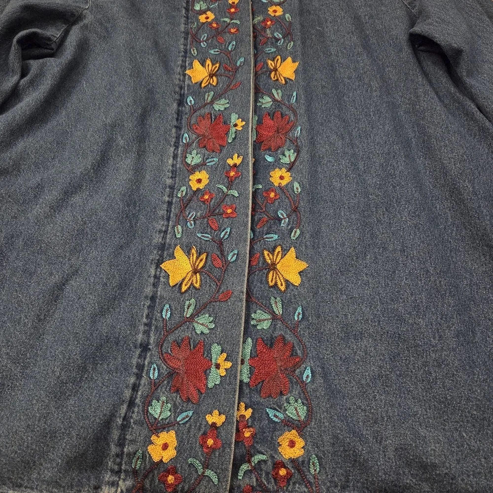 Vintage Original Anthony Denim Embroidered Button Down Jacket Women's 3X Cottage - Picture 11 of 11